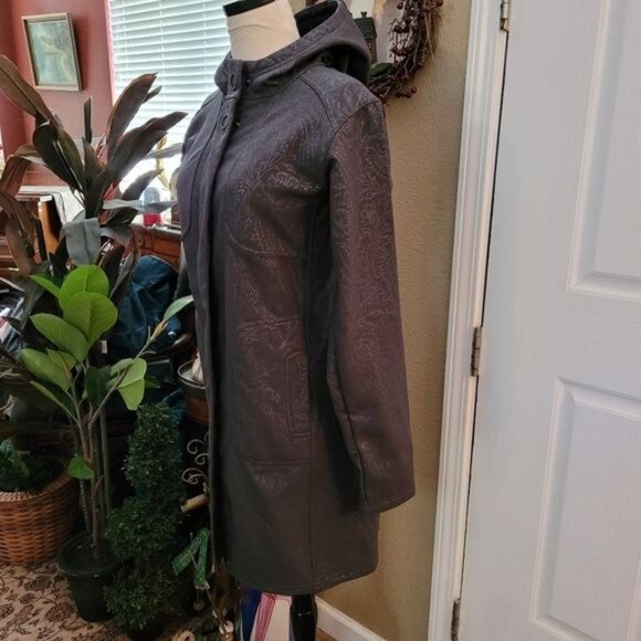 Lucy Athletic Jacket Coat Gray Floral Print Hood Hooded Size XS Lightweight - Picture 5 of 10